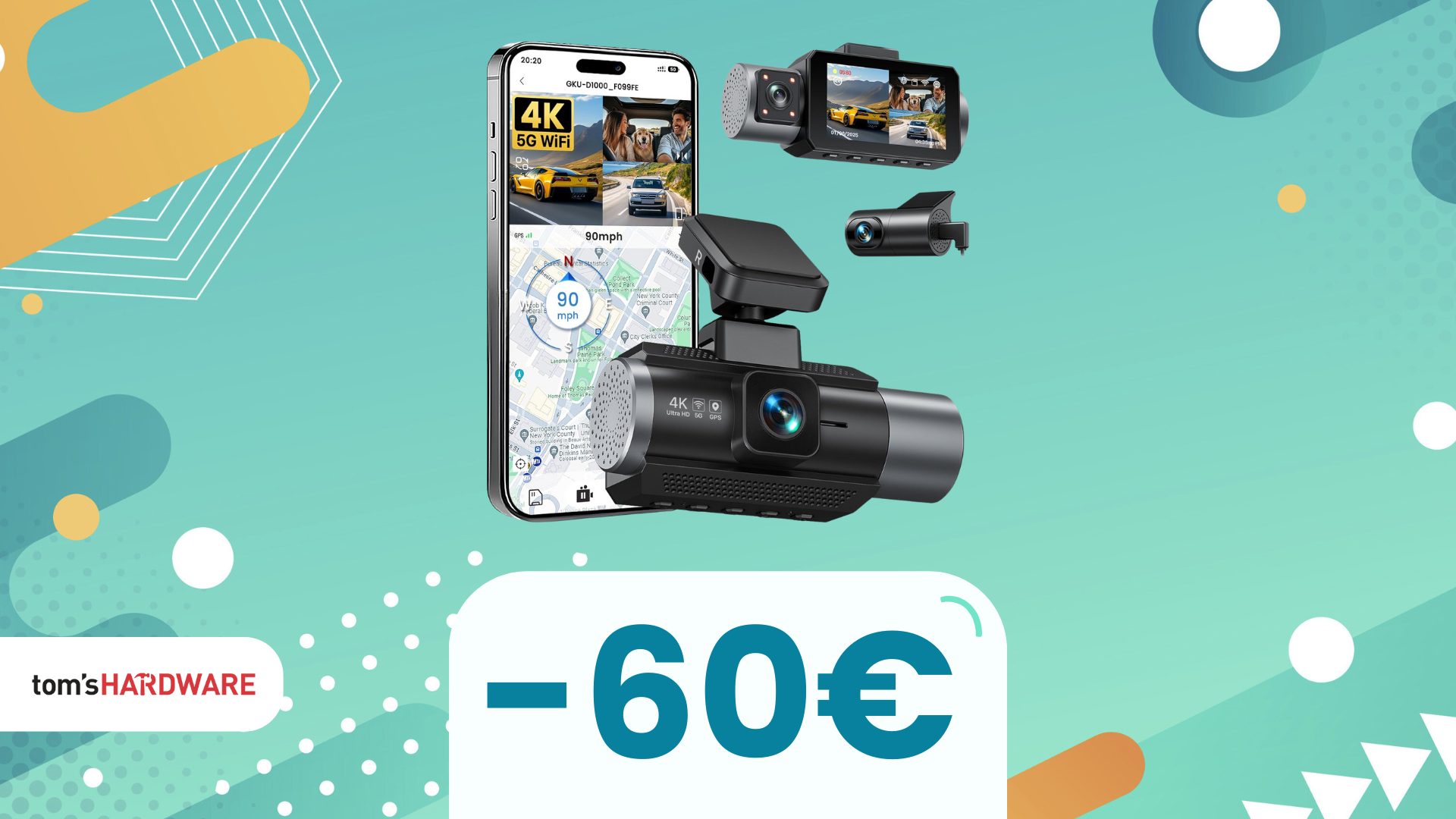 GKU Dash Cam Auto Tripla Telecamera 4K: -50€ su Amazon!