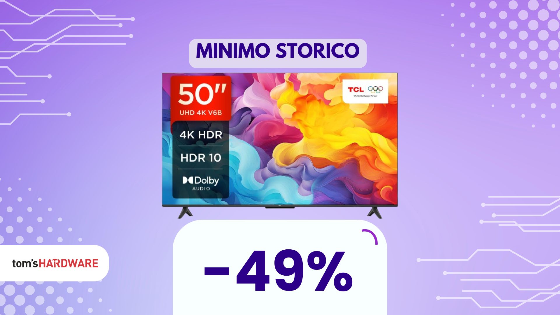 Pazzesco! TV 50" 4K a 228€, meno di una 43"