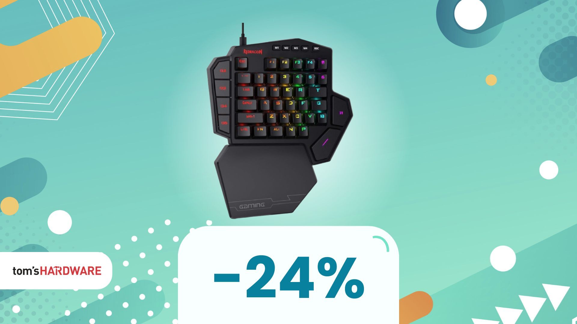 Tastiera Meccanica Programmabile A Una Mano, 12 Tasti RGB Hot-swap, Interruttori Rossi, USB-C, Per Windows, MacOS, Linux