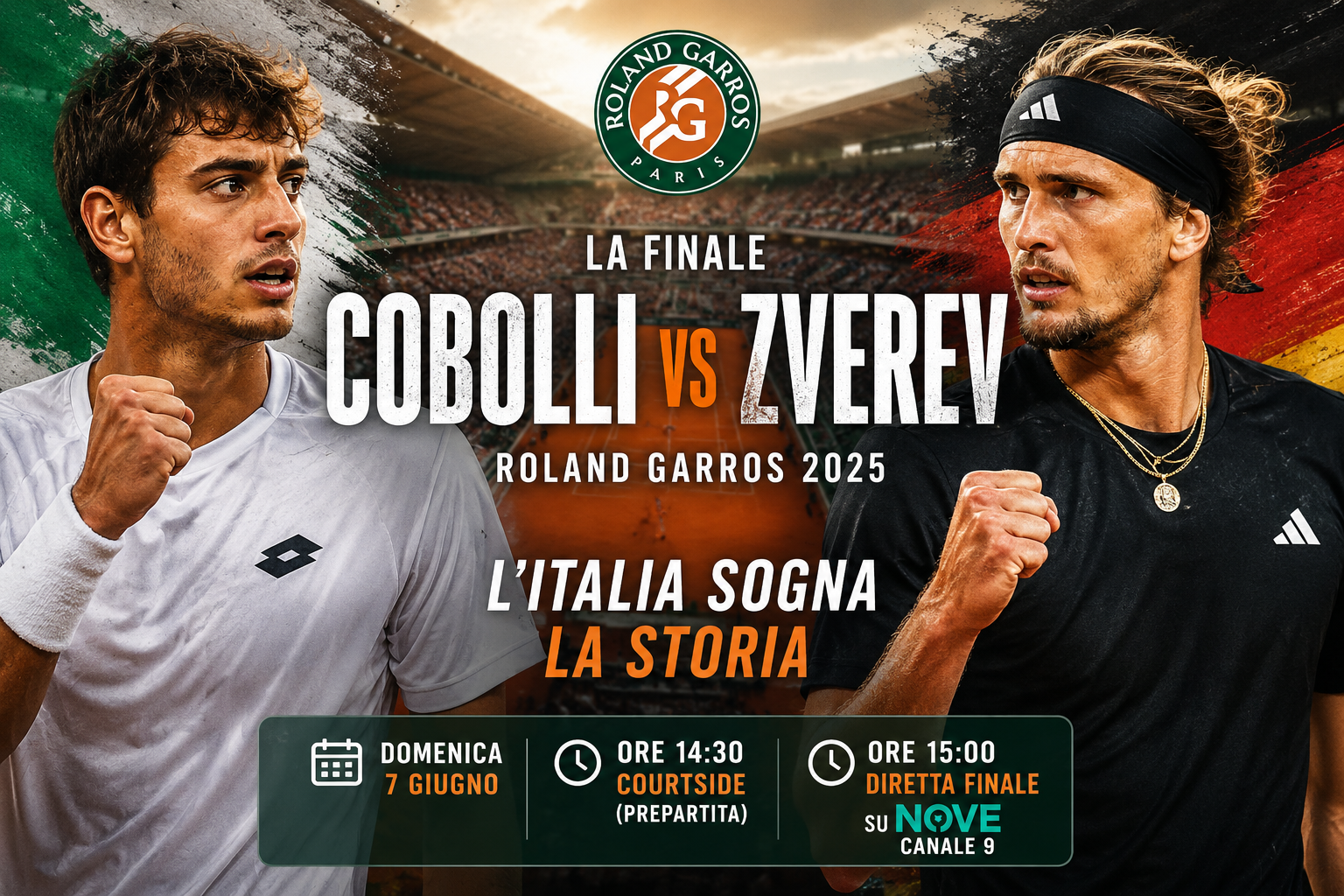 L'Italia si ferma per Cobolli: dove vedere la finale del Roland Garros